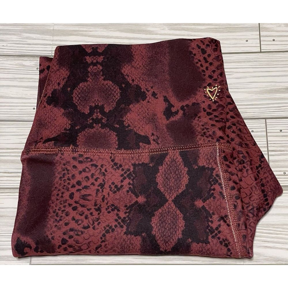 WOMENS BETSEY JOHNSON‎ BURGUNDY SNAKESKIN CROPPED LEGGINGS SIZE XS